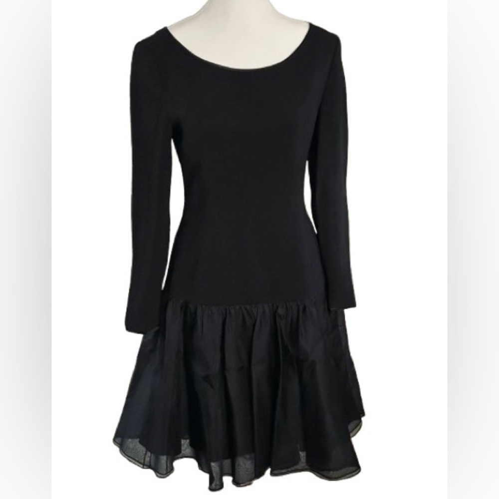 Vintage Tom and Linda Platt Dress Black Ballet Sheer 80s 90s Y2K Designer XS SM